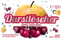 Durstlöscher APFEL WEICHSEL Fruchtmolkegetränk mit Kohlensäure apple sour cherry