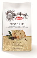 MULINO BIANCO Barilla - SFOGLIE OVEN BAKED CRACKERS WITH BLACK AND GREEN OLIVES - PREMIUM Italian Bakery - PRODUCT OF ITALY