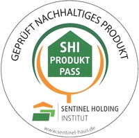 GEPRÜFT NACHHALTIGES PRODUKT SHI PRODUKT PASS SENTINEL HOLDING INSTITUT www.sentinel-haus.de