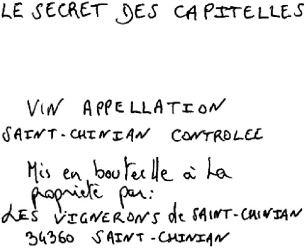 LE SECRET DES CAPITELLES VIN APPELLATION SAINT-CHINIAN CONTROLEE
