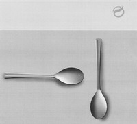 Stylised Coffee Bean Symbol in the upper right, two spoons building a lying T.