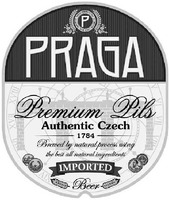 P PRAGA Premium Pils Authentic Czech 1784 IMPORTED Beer