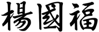 These three Traditional Chinese characters from left to right are transliterated as “Yang” “Guo” “Fu” respectively.