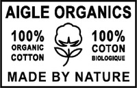 AIGLE ORGANICS 100% ORGANIC COTTON 100% COTON BIOLOGIQUE MADE BY NATURE