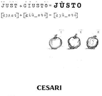 CESARI JUST + GIUSTO = JÙSTO [ d3Ast ] + [ giù_sto ] = [ d3ù_sto ]