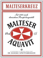 MALTESERKREUZ Seit 1924 nach dänischen Rezept hergestellt MALTESER AQUAVIT BY APPOINTMENT TO THE ROYAL DANISH COURT DE DANSKE SPRITFABRIKKER