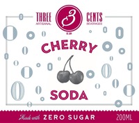 3 THREE CENTS ARTISANAL BEVERAGES EST. 2014 CHERRY SODA Made with ZERO SUGAR 200ML