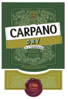 CARPANO DRY IL 1° VERMOUTH ANTICA RICETTA G.B. CARPANO FONDATA IN TORINO PRODOTTO D'ITALIA FRATELLI BRANCA DISTILLERIE MILANO TORINO ORIGINALE 1786 Carpano