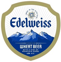EDELWEISS BORN IN THE ALPS 1646 PREMIUM WHEAT BEER WITH A HINT OF MOUNTAIN HERBS 4.9 % ALC
