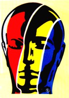 Red, blue, yellow, white and black. 