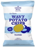 CHIPS WAY Since 1971 WAVY POTATO CHIPS TZATZIKI