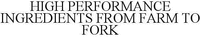 HIGH PERFORMANCE INGREDIENTS FROM FARM TO FORK