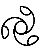 The mark consists of a swirl design comprised of a central circle with 3 curved lines emanating from the circle; each curved line ends in a closed semi-circle.