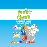 Fruit Chews FRUIT JUICE FLAVORED Sensationally Chewy Fruit Candy ORANGE BLUEBERRY STRAWBERRY