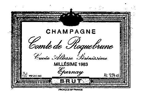 CHAMPAGNE Comte de Roquebrune