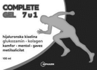 COMPLETE GEL 7u1 hijaluronska kiselina glukozamin · kolagen kamfor · mentol · gavez metilsalicilat INPHARM