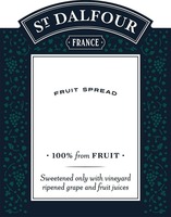 ST DALFOUR FRANCE FRUIT SPREAD · 100 % From FRUIT · Sweetened only with vineyard ripened grape and fruit juices