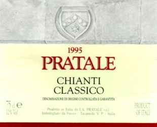1995 PRATALE CHIANTI CLASSICO DENOMINAZIONE DI ORIGINE CONTROLLATA E GARANTITA