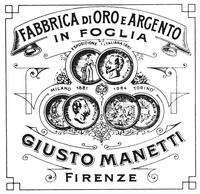 FABBRICA DI ORO E ARGENTO IN FOGLIA ESPOSIZIONE ITALIANA 1861 MILANO 1881 1884 TORINO GIUSTO MANETTI FIRENZE