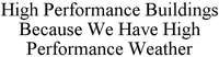 High Performance Buildings Because We Have High Performance Weather