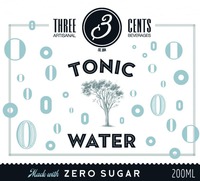 3 THREE CENTS ARTISANAL BEVERAGES EST.2014 TONIC WATER Made with ZERO SUGAR 200ML