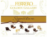 FERRERO GOLDEN GALLERY, Signature, Caramello Leonardo, Nocciola Duo, Giandujot Piemonte, Dark Opera, Biancoretti, Caffè Maestria, Milk Cupola, White Opera, ITALIAN CREATIVITY IN CHOCOLATE