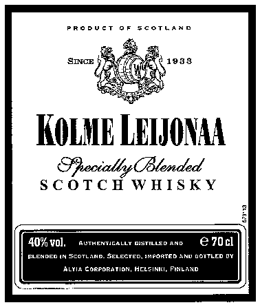 KOLME LEIJONAA Specially Blended SCOTCH WHISKY