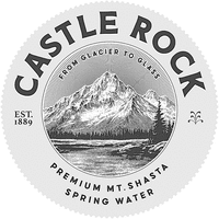 CASTLE ROCK FROM GLACIER TO GLASS EST. 1889 PREMIUM MT. SHASTA SPRING WATER