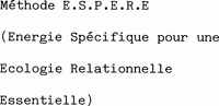 Méthode E.S.P.E.R.E (Energie Spécifique pour une Ecologie Relationnelle Essentielle)