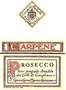 CARPENE' PROSECCO Vino pregiato Amabile di Colli di Conegliano