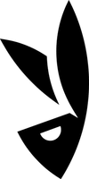 The mark consist of the stylized head of a hare, shown in profile from the left side. The colour white represents background and is not part of the mark.