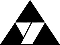 White equilateral triangle and white parallelogram situated within black equilateral triangle.