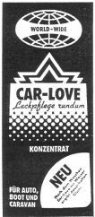 WORLD-WIDE CAR-LOVE Lackpflege rundum KONZENTRAT FÜR AUTO, BOOT UND CARAVAN NEU
