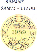 DOMAINE SAINTE - CLAIRE JEAN-MARC BROCARD 1989