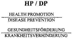 HP / DP HEALTH PROMOTION DISEASE PREVENTION GESUNDHEITSFÖRDERUNG KRANKHEITSVERHINDERUNG