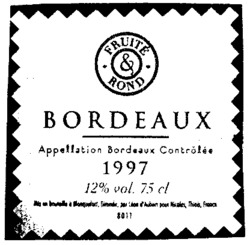 BORDEAUX Appellation Bordeaux Contrôlée 1997