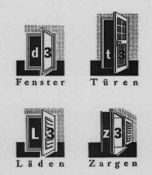d3 Fenster; t3 Türen; L3 Läden; z3 Zargen