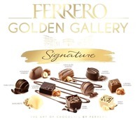 FERRERO GOLDEN GALLERY, Signature, GIANDUJOT FERRERO, CHOCOLATE SONETTO, COFFEE MAESTRIA, DARK CUPOLA, CARAMEL INTENSO, MILK CUPOLA, CARAMEL LEONARDO, BIANCORETTI, DARK OPERA, WHITE OPERA, THE ART OF CHOCOLATE BY FERRERO