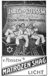 J. & A.C. VAN ROSSEM ROTTERDAM STOOM-TABAK EN SNUIFFABRIEK MATROZEN SHAG LICHT