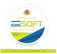 STRONG MINT SWESOFT SLIM NICOTINE POUCHES STRENGTH TASTE OF SWEDEN TOBACCO FREE - WHITE PORTION SLIM