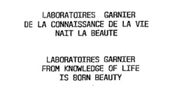 LABORATOIRES GARNIER DE LA CONNAISSANCE DE LA VIE NAIT LA BE AUTE
