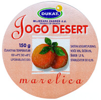 DUKAT MLJEKARA ZAGREB d.d. PRODUCT OF CROATIA JOGO DESERT marelica