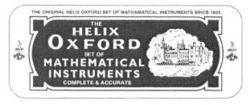 THE HELIX OXFORD SET OF MATHEMATICAL INSTRUMENTS