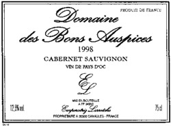 Domaine des Bons Auspices 1998 CABERNET SAUVIGNON