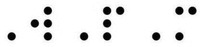 The non-Latin characters in the mark appear in braille and transliterate to mean 