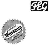 Feg WORKMANSHIP Warranty FLEISCHWAREN-EXPORT G.m.b.H. HAMBURG-GERMANY