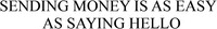 SENDING MONEY IS AS EASY AS SAYING HELLO