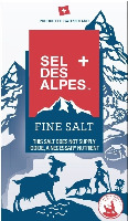 PRODUCT OF SWITZERLAND SEL DES ALPES FINE SALT THIS SALT DOES NOT SUPPLY IODIDE, A NECESSARY NUTRIENT A SWISS STORY SINCE 1854