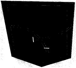 La marque se compose d'une forme pentagonale dans laquelle deux courbes brisées se croisent au niveau d'un point médian parallèle au côté le plus grand; la première courbe va de gauche à droite et est concave; la seconde courbe va de droite à gauche et est convexe; ces courbes se composent chacune de deux rangées de segments parallèles, en pointillé, interrompus par deux segments plus gros: celui qui interrompt la courbe de droite est parallèle au côté gauche et celui qui interrompt la courbe allant de droite à gauche est parallèle au côté le plus grand.