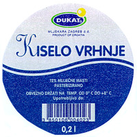 DUKAT MLJEKARA ZAGREB d.d. PRODUCT OF CROATIA KISELO VRHNJE